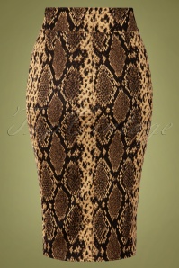Vintage Chic for Topvintage - Edyth Snake Pencil Skirt Années 50 en Brun 2