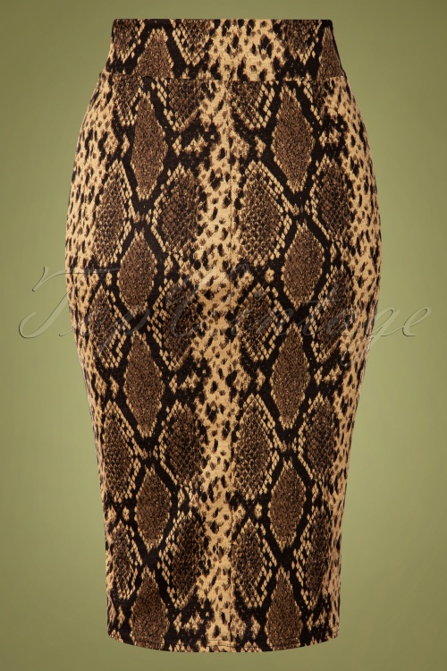 Vintage Chic for Topvintage - Edyth Snake Pencil Skirt Années 50 en Brun 2