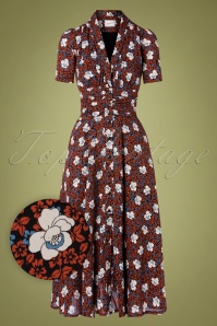  - 40s Clarice Floral Dress in Rust