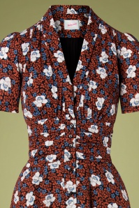  - 40s Clarice Floral Dress in Rust 3