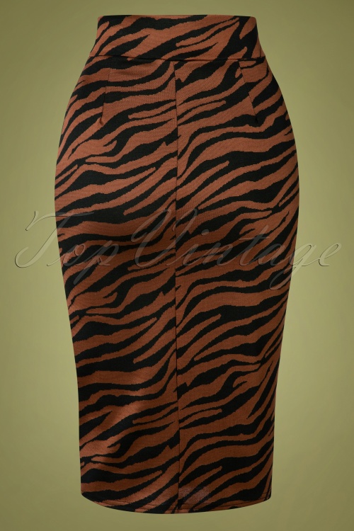 Vintage Chic for Topvintage - Edyth Zebra Pencil Skirt Années 50 en Marron 2