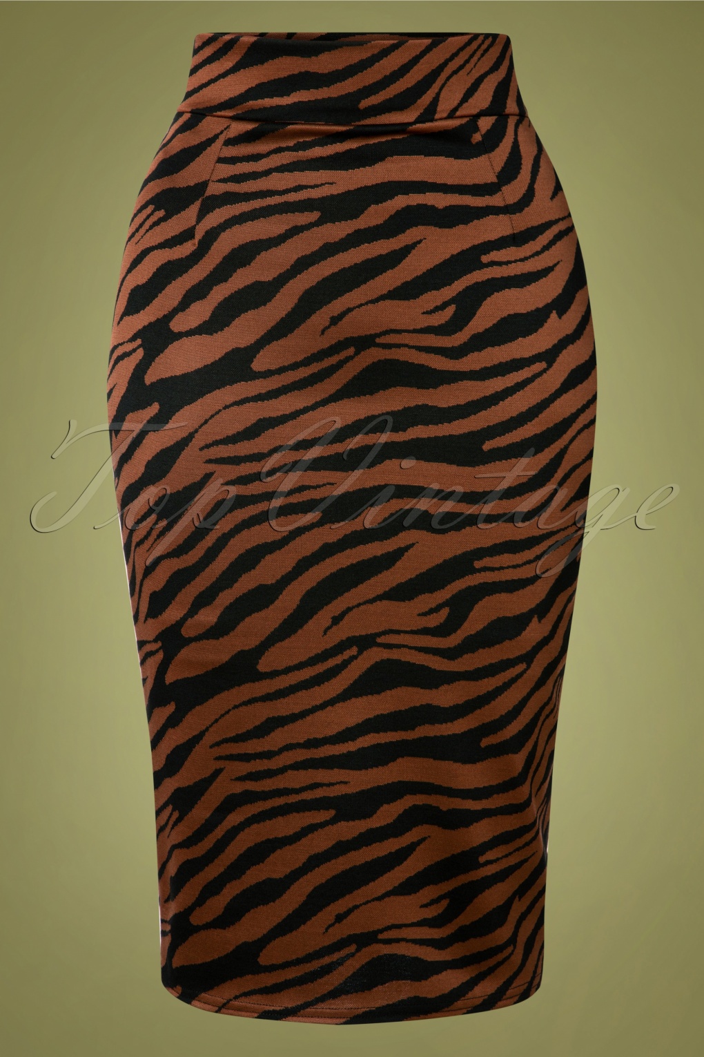 50s Edyth Zebra Pencil Skirt in Brown