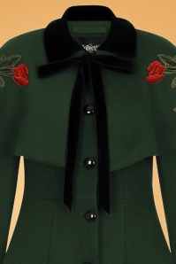 Collectif Clothing - Claudia jas en bloemencape van groene wol 4
