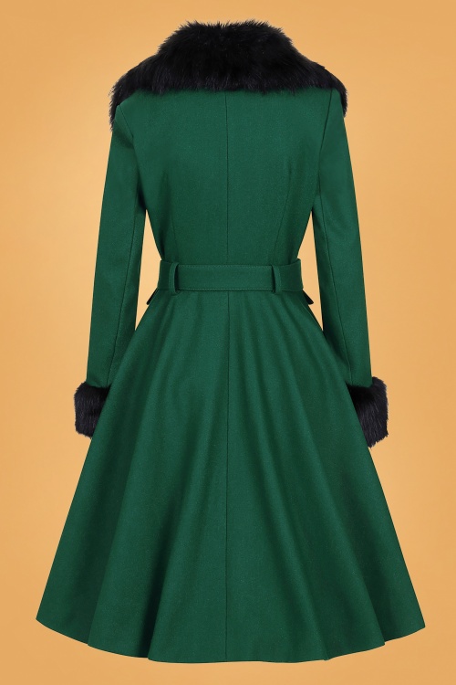 Collectif Clothing - Cora Swing Coat Années 50 en Vert 4