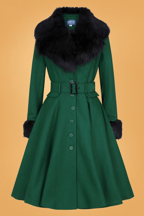 Collectif Clothing - Cora Swing Coat Années 50 en Vert