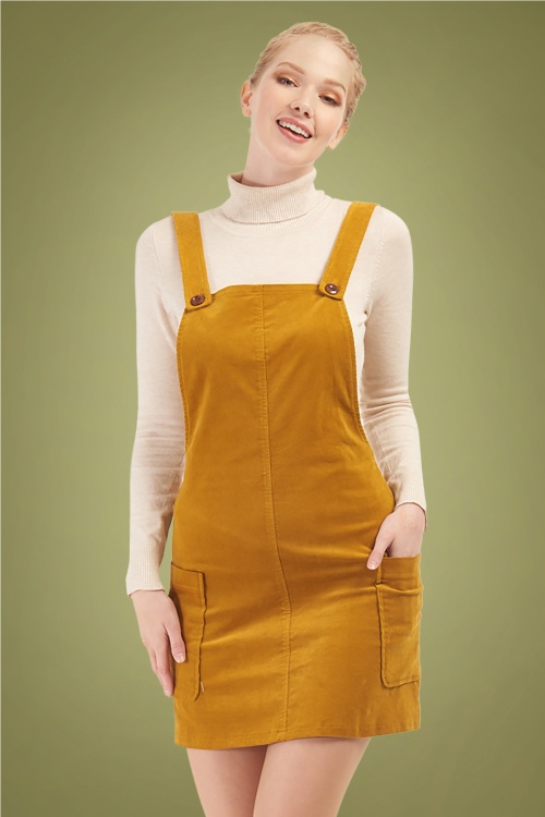 Bright and Beautiful - 60s Lena Corduroy Pinafore Dress in Mustard 2