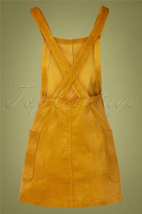 Bright and Beautiful - 60s Lena Corduroy Pinafore Dress in Mustard 3