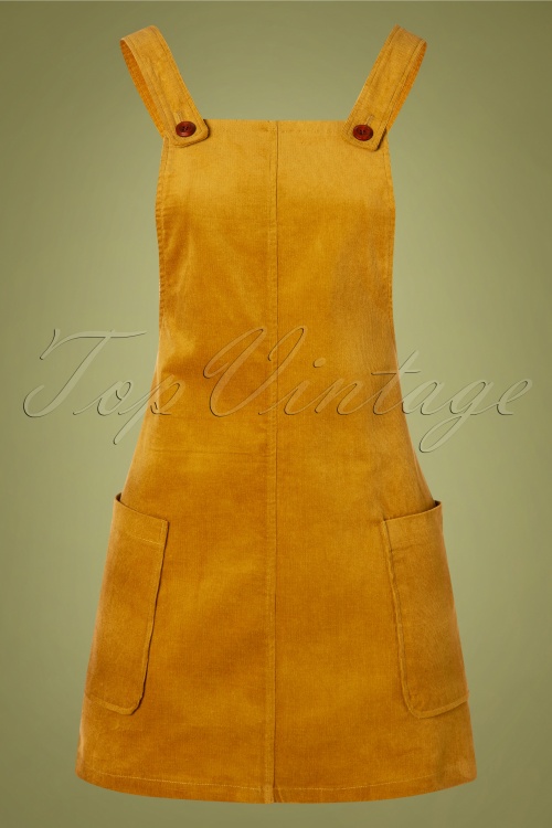 Bright and Beautiful - Lena Corduroy Pinafore Dress Années 60 en Moutarde