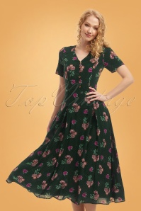 Bright and Beautiful - 70s Daisy Polka Floral Dress in Green