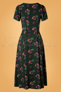Bright and Beautiful - 70s Daisy Polka Floral Dress in Green 5