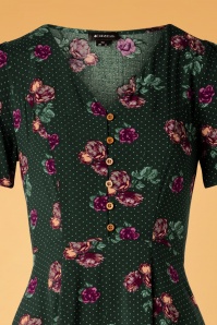 Bright and Beautiful - 70s Daisy Polka Floral Dress in Green 3