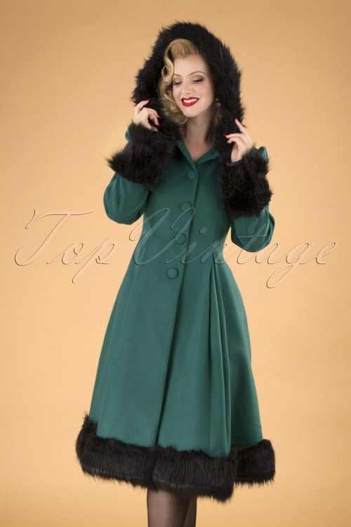 Bunny - Elvira Coat Années 30 en Vert Profond