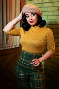 Collectif ♥ Topvintage - 50s Chrissie Knitted Turtle Neck Top in Mustard