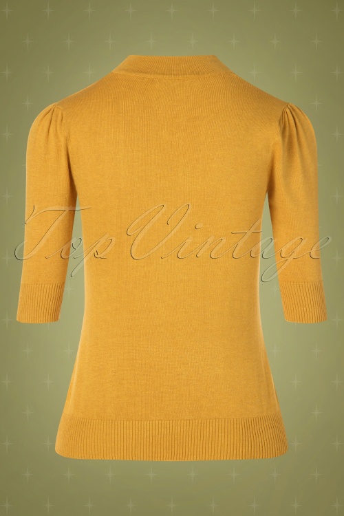 Collectif ♥ Topvintage - 50s Chrissie Knitted Turtle Neck Top in Mustard 3