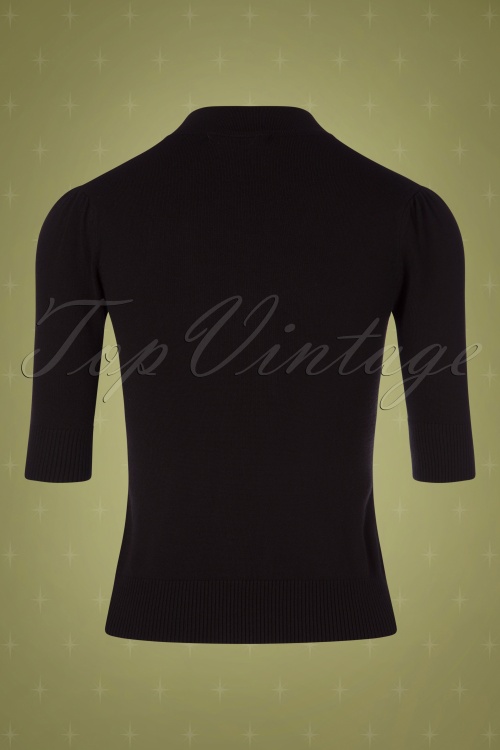 Collectif ♥ Topvintage - 50s Chrissie Knitted Turtle Neck Top in Black 2