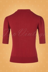 Collectif ♥ Topvintage - 50s Chrissie Knitted Turtle Neck Top in Red 4