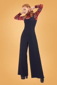 Bright and Beautiful - 70s Samantha Denim Jumpsuit in Navy 2