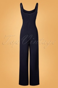 Bright and Beautiful - 70s Samantha Denim Jumpsuit in Navy 5