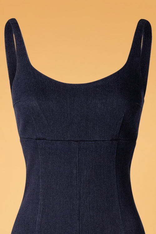 Bright and Beautiful - 70s Samantha Denim Jumpsuit in Navy 3