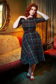 Collectif ♥ Topvintage - 50s Suzanne Westie Check Swing Dress in Multi 3