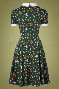 Collectif ♥ Topvintage - 50s Peta Mushroom Swing Dress in Green 7