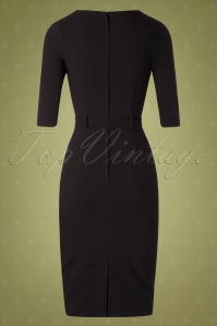 Collectif ♥ Topvintage - 50s Meadow Pencil Dress in Black 8