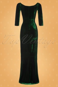 Collectif ♥ Topvintage - Anjelica Velvet Maxi Dress Années 50 en Vert 8