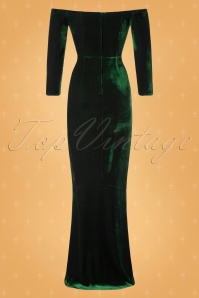 Collectif ♥ Topvintage - 50s Anjelica Velvet Maxi Dress in Green 9