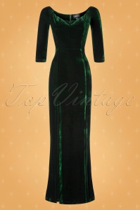 Collectif ♥ Topvintage - Anjelica fluwelen maxi-jurk in groen 4