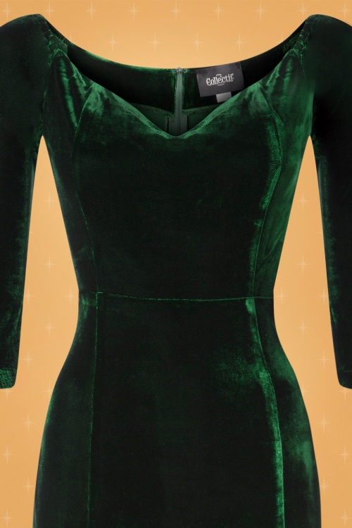 Collectif ♥ Topvintage - 50s Anjelica Velvet Maxi Dress in Green 6