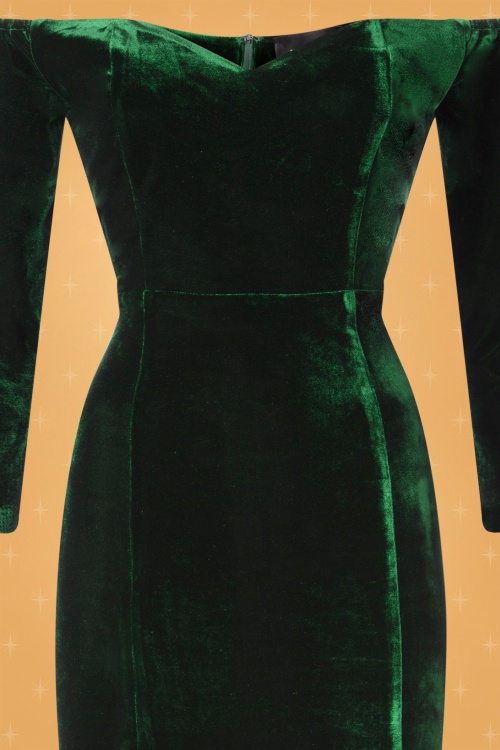 Collectif ♥ Topvintage - Anjelica fluwelen maxi-jurk in groen 7