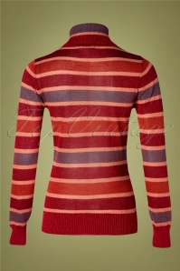 Bright and Beautiful - 60s Tova Striped Quirky Turtleneck Top in Red 4