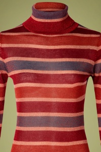 Bright and Beautiful - 60s Tova Striped Quirky Turtleneck Top in Red 3