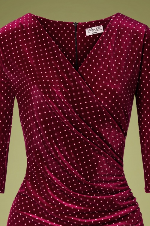 Vintage Chic for Topvintage - 50s Corynne Polkadot Pencil Dress in Wine 2