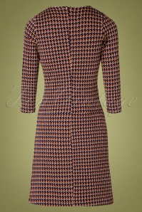 Mademoiselle YéYé - 60s Nine To Five Houndstooth Dress in Navy Rust Cream 3