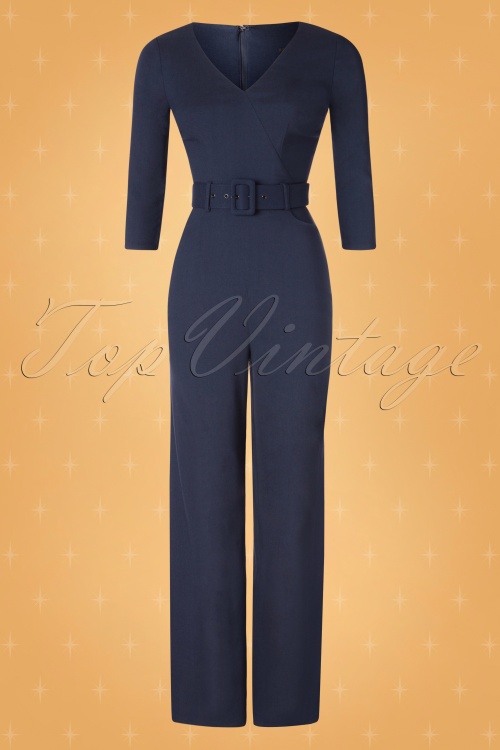 Collectif ♥ Topvintage - Jessi jumpsuit in marineblauw 2