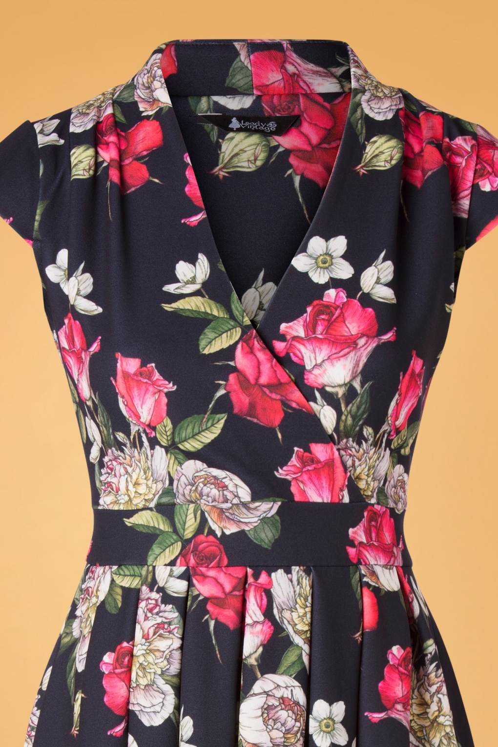 50s Eva Romeo Rose Swing Dress in Black