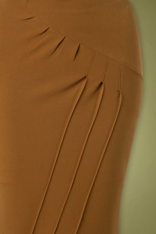 Miss Candyfloss - 50s Emese Doris Pencil Skirt in Camel Brown 3