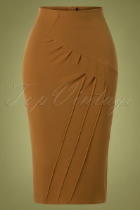 Miss Candyfloss - 50s Emese Doris Pencil Skirt in Camel Brown
