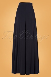 Miss Candyfloss - Alouette Lee Couture broek met hoge taille in marineblauw 2
