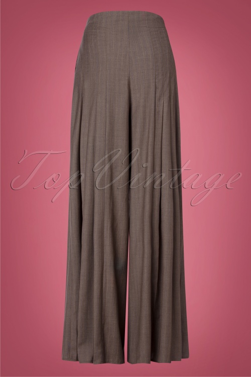Miss Candyfloss - Alouette Lee Couture broek met hoge taille in grijze krijtstreep 3
