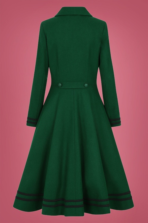 Collectif Clothing - Marina Swing Coat Années 50 en Vert Émeraude 5