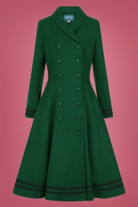 Collectif Clothing - Marina Swing Coat Années 50 en Vert Émeraude