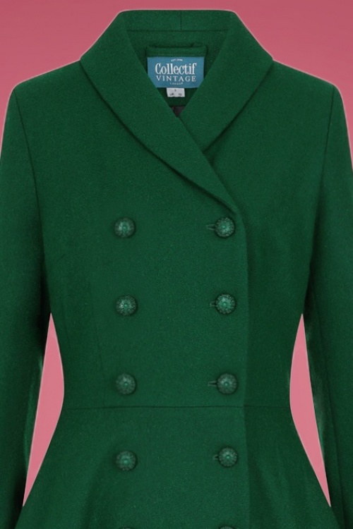 Collectif Clothing - Marina Swing Coat Années 50 en Vert Émeraude 3