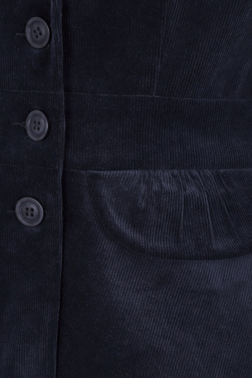 Collectif Clothing - Brianna Anzugjacke aus marineblauem Cord 3