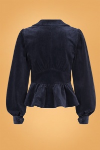 Collectif Clothing - Brianna Anzugjacke aus marineblauem Cord 4