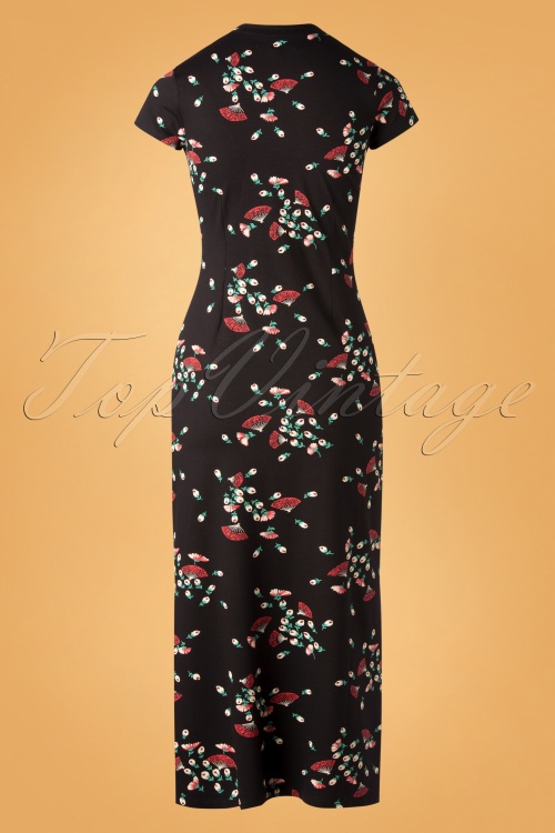 King Louie - 70s Chinese Matcha Maxi Dress in Black 5