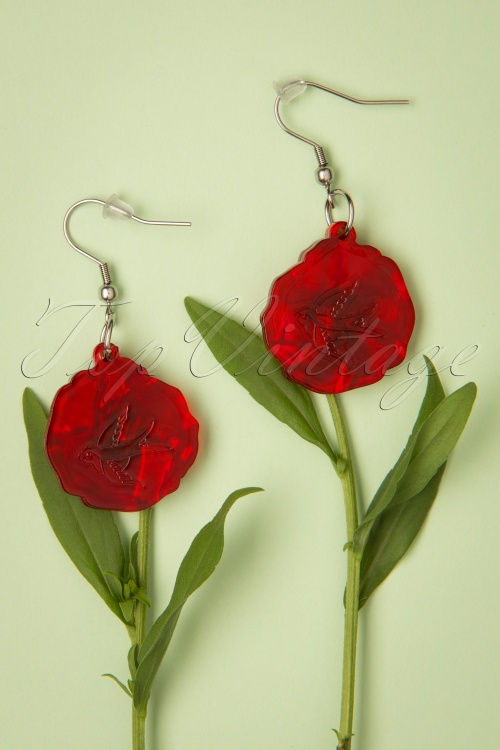 Erstwilder - 60s Poppy Field Drop Earrings in Red 4