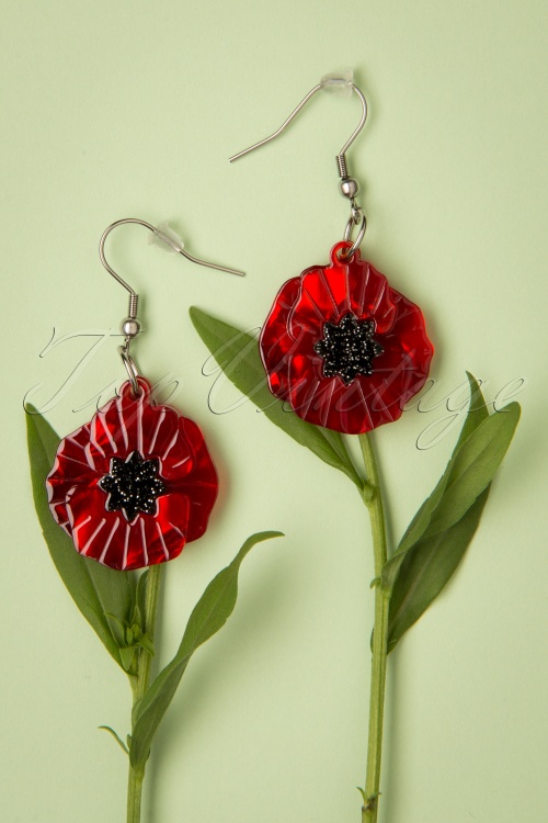 Erstwilder - 60s Poppy Field Drop Earrings in Red 3