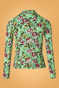 Wow To Go! - 60s Daisy Brussels Blouse in Mint 2
